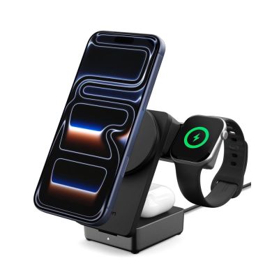 2. Spigen Essential Qi2.2 25W 3-in-1 MagSafe Magnetisches Kabelloses Ladegerät – Schwarz