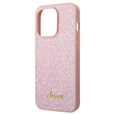 6. Guess Glitter Script Case für iPhone 14 Pro Max - Rosa