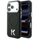 Karl Lagerfeld MagSafe Hülle mit geprägtem Ringmuster und Kameo-Logo für iPhone 18 Pro / 17 Pro – Schwarz