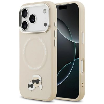 Karl Lagerfeld Karl & Choupette Pins MagSafe Case für iPhone 17 Pro Max - Beige