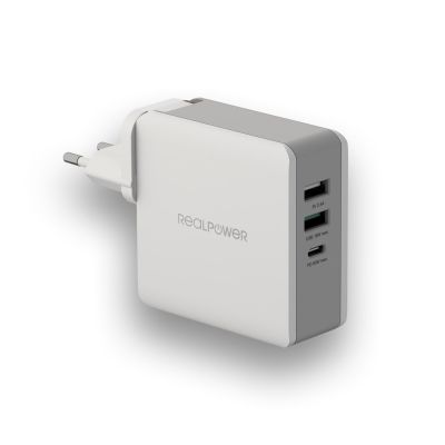 RealPower DeskCharge-65 Reise-Universal-Netzteil, grau, intern