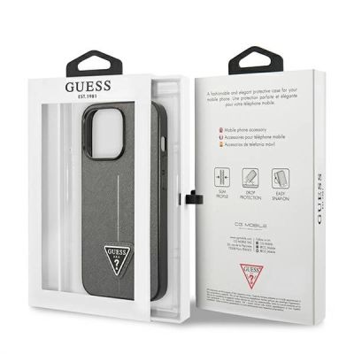8. Guess Saffiano Triangle Logo Case für iPhone 13 Pro / 13 6.1" - Silber