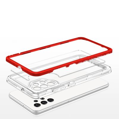 5. Klare 3in1 Hülle für Samsung Galaxy A72 4G Frame Gel Cover Rot