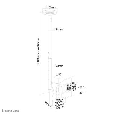 38. NEWSTAR Neomounts FPMA-C060BLACK Deckenhalterung 101,6 cm (40 Zoll) Schwarz