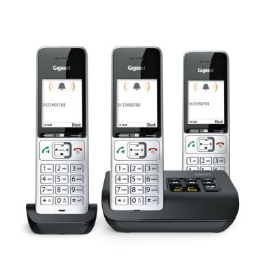 4. Gigaset 500A Comfort Trio Schnurlostelefon - Anrufbeantworter - ECO DECT\GAP\CAT-iq - Silber + 2 zusätzliche Mobilteile