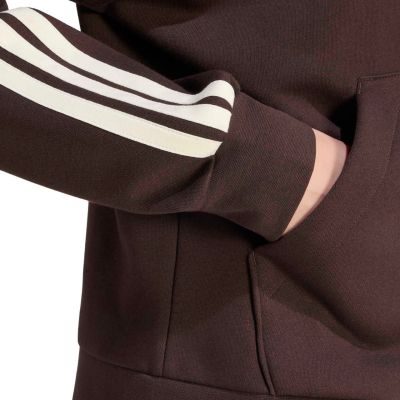 4. adidas Essentials Damen-Fleece-Hoodie mit 3 Streifen, durchgehendem Reißverschluss, braun, KX0784