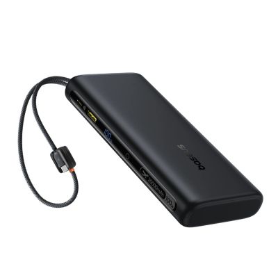 2. Baseus EnerFill FC41 20000mAh 100W Powerbank mit Digitalanzeige und integriertem Dual-USB-C-Kabel – Schwarz
