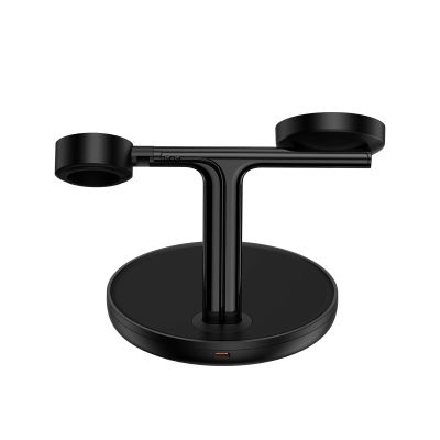 4. Baseus Swan induktives Ladegerät (MagSafe kompatibel) Ständer für iPhone, Apple Watch, AirPods + USB-C Kabel 1m schwarz (WXTE000101)