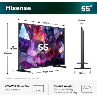 3. Hisense 55E7S PRO 139,7 cm (55") 4K Ultra HD Smart TV Wi-Fi Schwarz