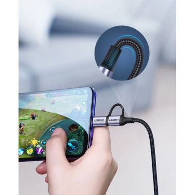 8. Ugreen Kabel 2in1 USB - Micro USB / USB Type C Kabel 1m 2.4A schwarz (30875)