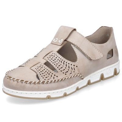2. Rieker W RKR651 beige Leder Klettverschluss durchbrochene Schuhe
