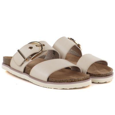 4. Damen-Flip-Flops in Beige mit Schnalle, Modell Potocki 54325
