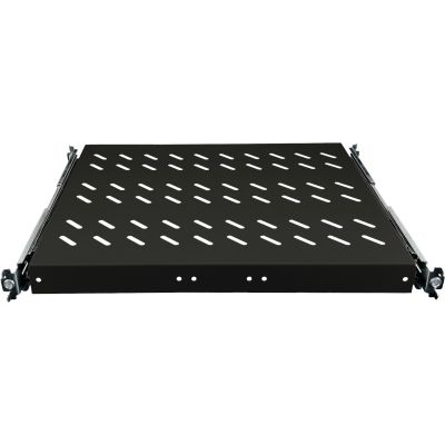 19" 1HE Auszugsfach, 370 mm tief, schwarz, 4 Befestigungspunkte ALANTEC