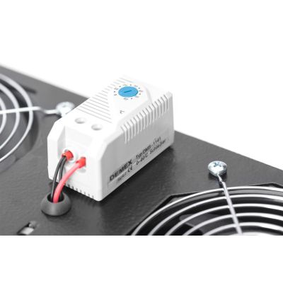 9. DIGITUS Lüftungspanel für 19"-Wandschränke, 2 Lüfter, Thermostat, schwarz