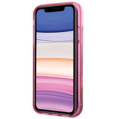 4. Karl Lagerfeld Glitzer-Hülle mit Karl-Kopf-Motiv für iPhone 11/XR – Pink