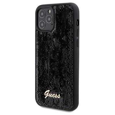 2. Guess Pailletten Script Metallhülle für iPhone 12/12 Pro – Schwarz