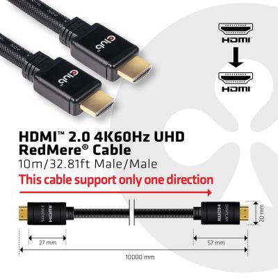 4. CLUB3D HDMI 2.0 4K60Hz RedMere-Kabel 10 m/32,8 Fuß