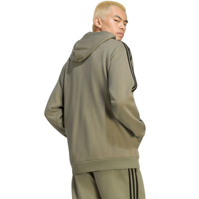 3. adidas Essentials Herren-Hoodie mit 3 Streifen aus French Terry, Olivgrün, KY4204