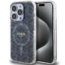 Guess IML GCube MagSafe Hülle für iPhone 15 Pro – Schwarz