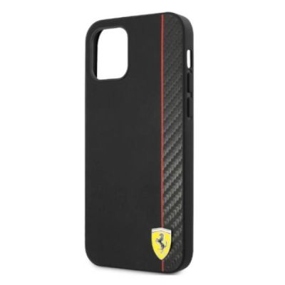 6. Ferrari FESAXHCP12LBK iPhone 12 Pro Max 6,7" schwarz/schwarz Hardcase On Track Carbon Stripe