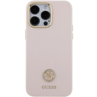3. Guess Silicone Logo Strass 4G Case für iPhone 15 Pro Max - Rosa