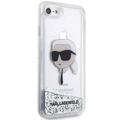 4. Karl Lagerfeld KLHCI8LNKHCH iPhone 7/8/ SE 2020/2022 Silber/Silber Hardcase Glitter Karl Head