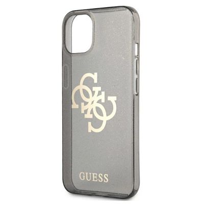 6. Guess, GUHCP13SPCUGL4GBK iPhone 13 mini 5,4" schwarz/schwarzes Hartschalenetui Glitzer 4G großes Logo