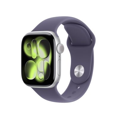 Apple Watch Series 11 GPS 42 mm Silbernes Aluminiumgehäuse mit Sportarmband in Lila Nebelgrau - M/L