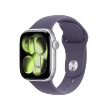Apple Watch Series 11 GPS 42 mm Silbernes Aluminiumgehäuse mit Sportarmband in Lila Nebelgrau - M/L