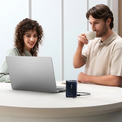 11. Baseus Nomos 10000mAh 30W Qi2 Powerbank mit MagSafe-kompatiblem Ständer und integriertem USB-C-Kabel – Schwarz