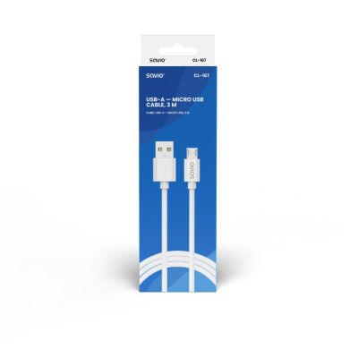 2. SAVIO USB-A – MICRO-USB-KABEL, 3 M, WEISS, CL-167