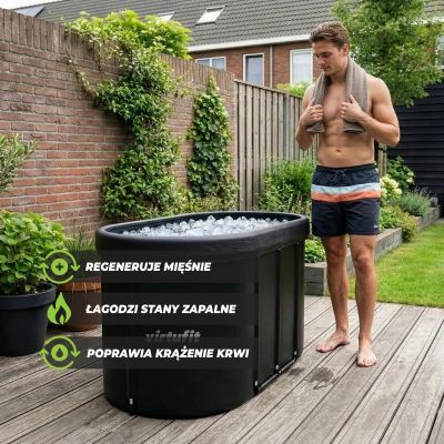 4. VIRTUFIT Ovales Eisbad 500 Liter Anthrazit mit Zubehör