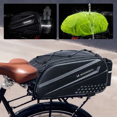 8. Wozinsky Fahrradgepäckträgertasche mit langem Gurt und erweiterbaren Seitentaschen – Schwarz