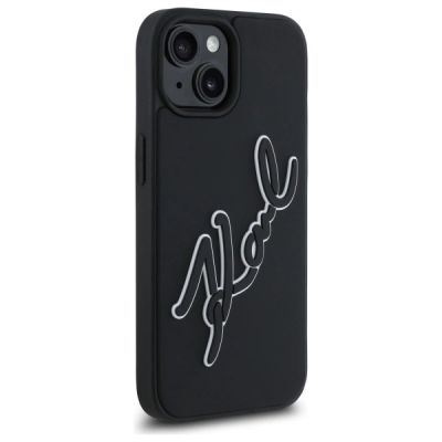 4. Karl Lagerfeld 3D Rubber Signature iPhone 15 Hülle - Schwarz