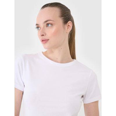 4. Schmal geschnittenes, einfarbiges Damen-T-Shirt 4F 4FWMM00TTSHF2673-10S