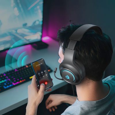 15. QCY Heroad V200 Tri-Mode Gaming-Kopfhörer mit 7.1-Sound, 240 Stunden Akkulaufzeit und abnehmbarem Mikrofon – Schwarz