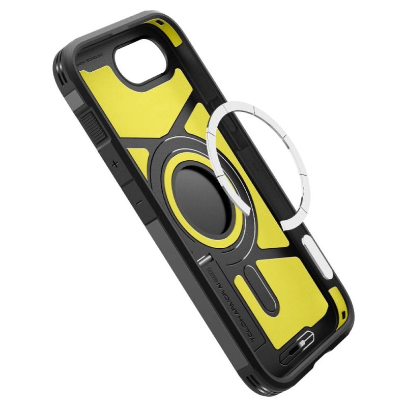 8. Spigen Tough Armor Hülle mit MagSafe für iPhone 16e / 17e mit Ständer – Schwarz