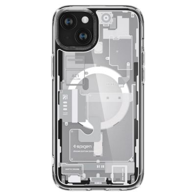 2. Spigen Ultra Hybrid Mag Case mit MagSafe für iPhone 15 Plus – Weiß (Zero One Pattern)