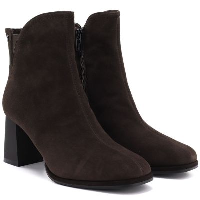 4. Braune Damen-Ankle-Boots aus Leder mit hohem Absatz, Marke Big Star UU274379