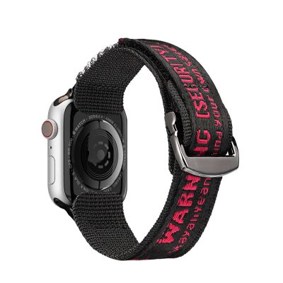 2. Dux Ducis Strap (Outdoor-Version) Apple Watch Ultra Strap, SE, 9, 8, 7, 6, 5, 4, 3, 2, 1 (49, 45, 44, 42 mm) Nylonband-Armband Schwarz und Rot