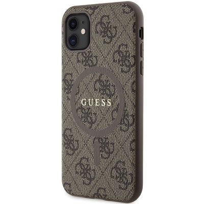 2. Guess GUHMN61G4GFRW iPhone 11 6,1" / Xr braun/braunes Hardcase 4G Collection Leder Metall Logo MagSafe