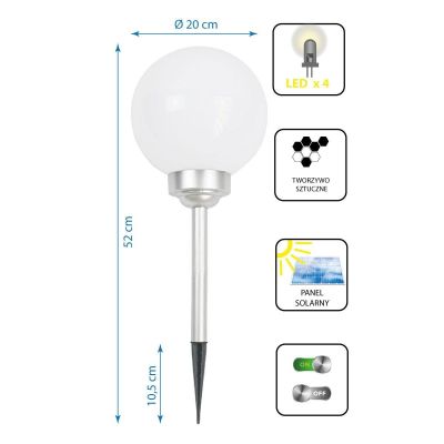 9. Solarlampe Milchkugel 20x53,5cm