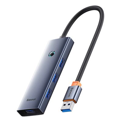 Baseus UltraJoy Series USB-A-Hub (4x USB-A 3.0, 1x USB-C 5V) – Grau