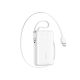 Joyroom JR-PR2 35W 10000mAh Powerbank mit einziehbarem USB-C-Kabel und integriertem Lightning Kabel – Weiß