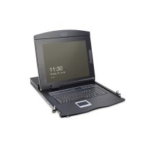 Modulare KVM-Konsole mit 17-Zoll-TFT-LCD-Bildschirm, 1 VGA-Anschluss, Touchpad, GE-Tastatur, schwarz