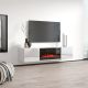 2. TV-Schrank LUXE 182,6 x 34,5 x 37,5 cm, weiß/weiß glänzend + schwarzer Kamin