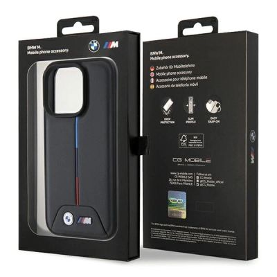 8. BMW Gesteppte Tricolor iPhone 15 Pro Hülle - Schwarz