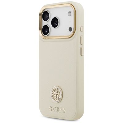 2. Guess Grained Strass Logo MagSafe Hülle für iPhone 17 Pro - Beige