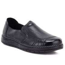 Bequeme Damen-Slipper aus Leder, schwarz, Vinceza 107241