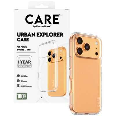 4. CARE by PanzerGlass Flagship Urban Explorer Case mit klarem Rahmen für iPhone 17 Pro - Transparent